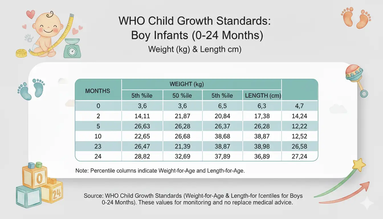 جدول قد و وزن نوزاد پسر