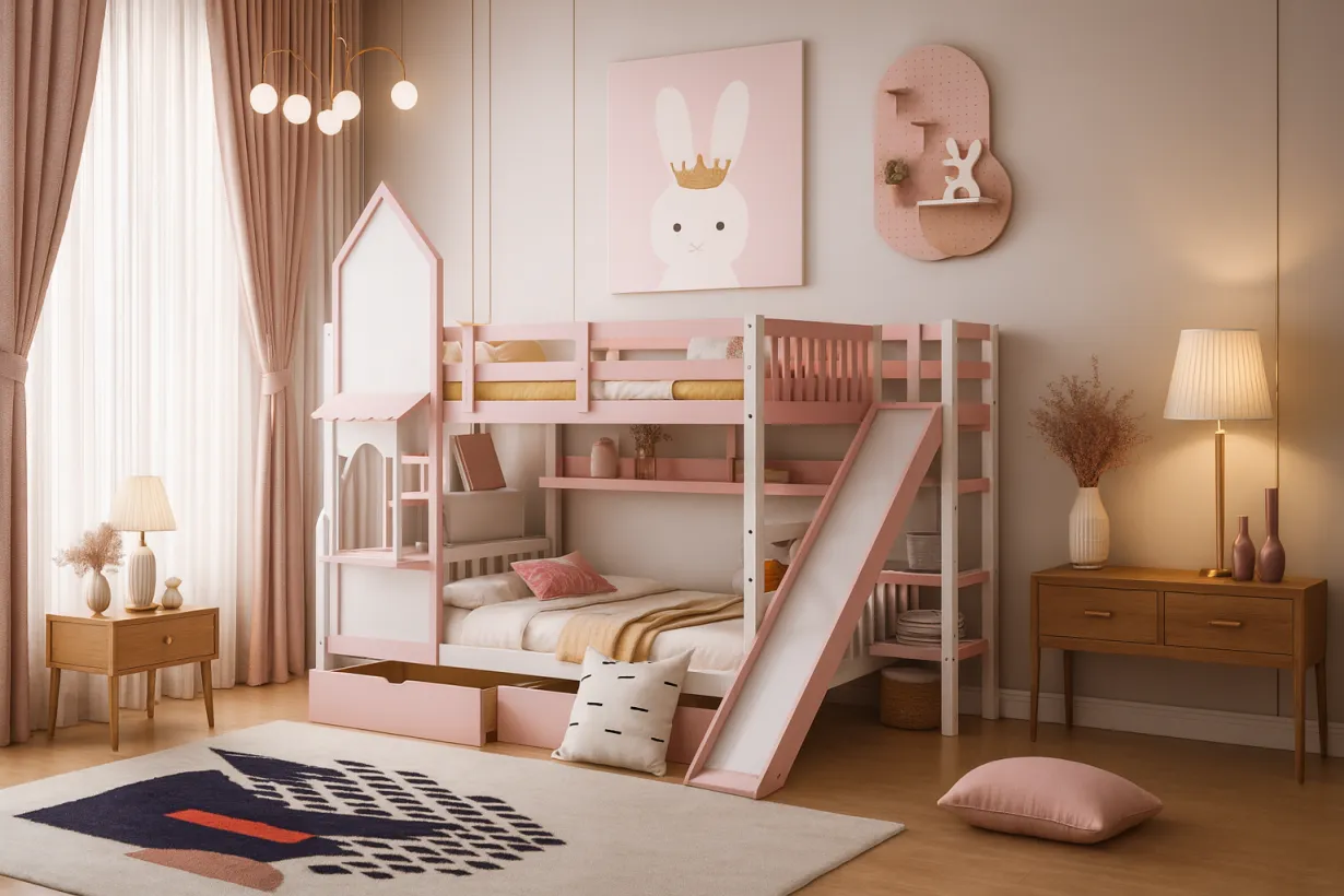 تخت خواب دو طبقه دخترانه