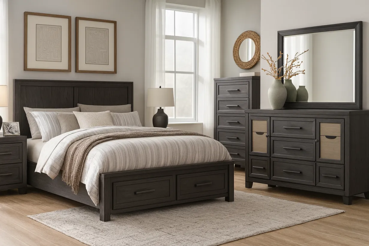 سرویس خواب رنگ تیره؛ جلوهای لوکس و اصیل