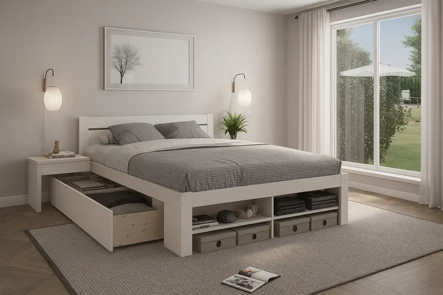 تخت خواب کشودار