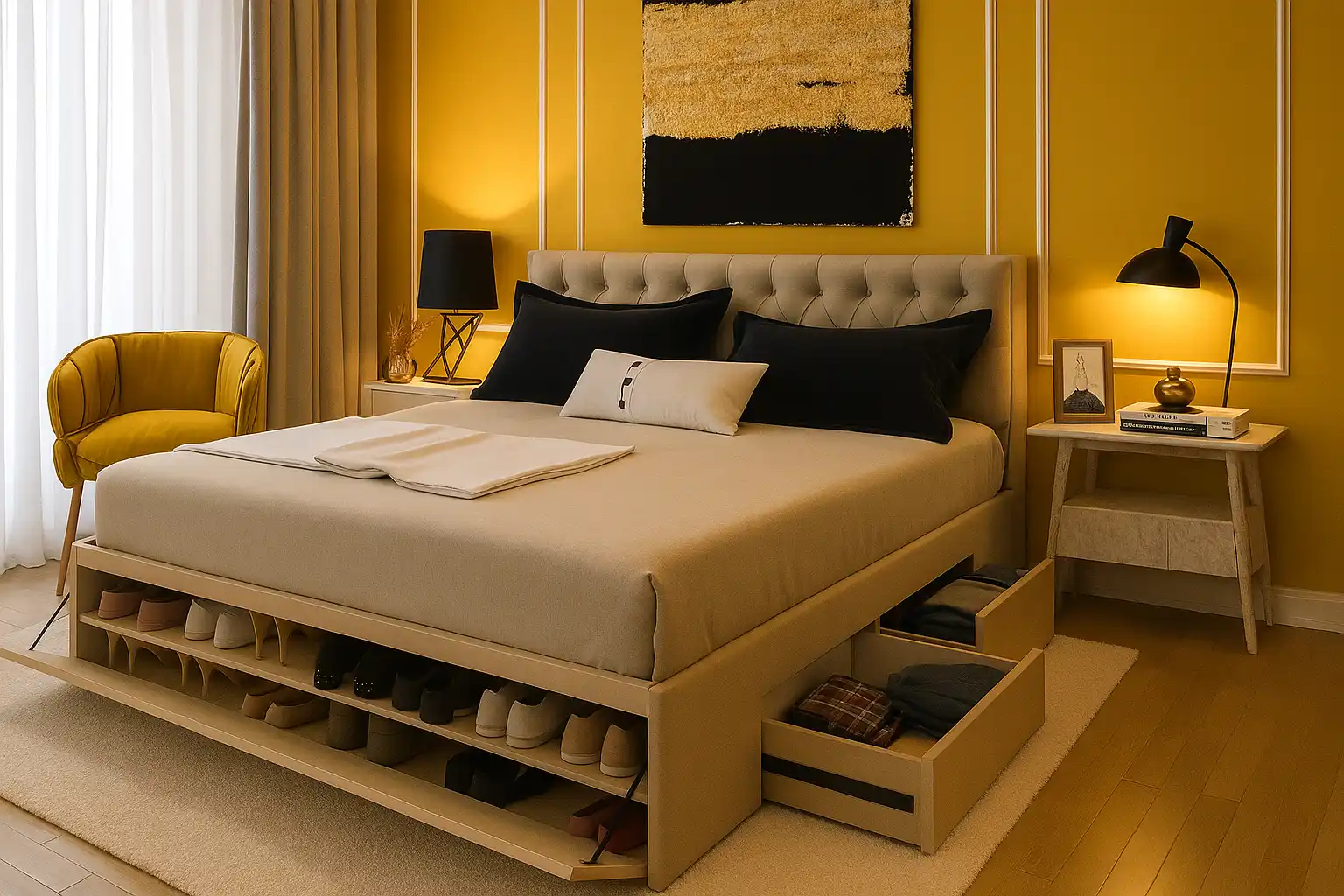 ابعاد استاندارد تخت خواب باکس هتلی دو نفره