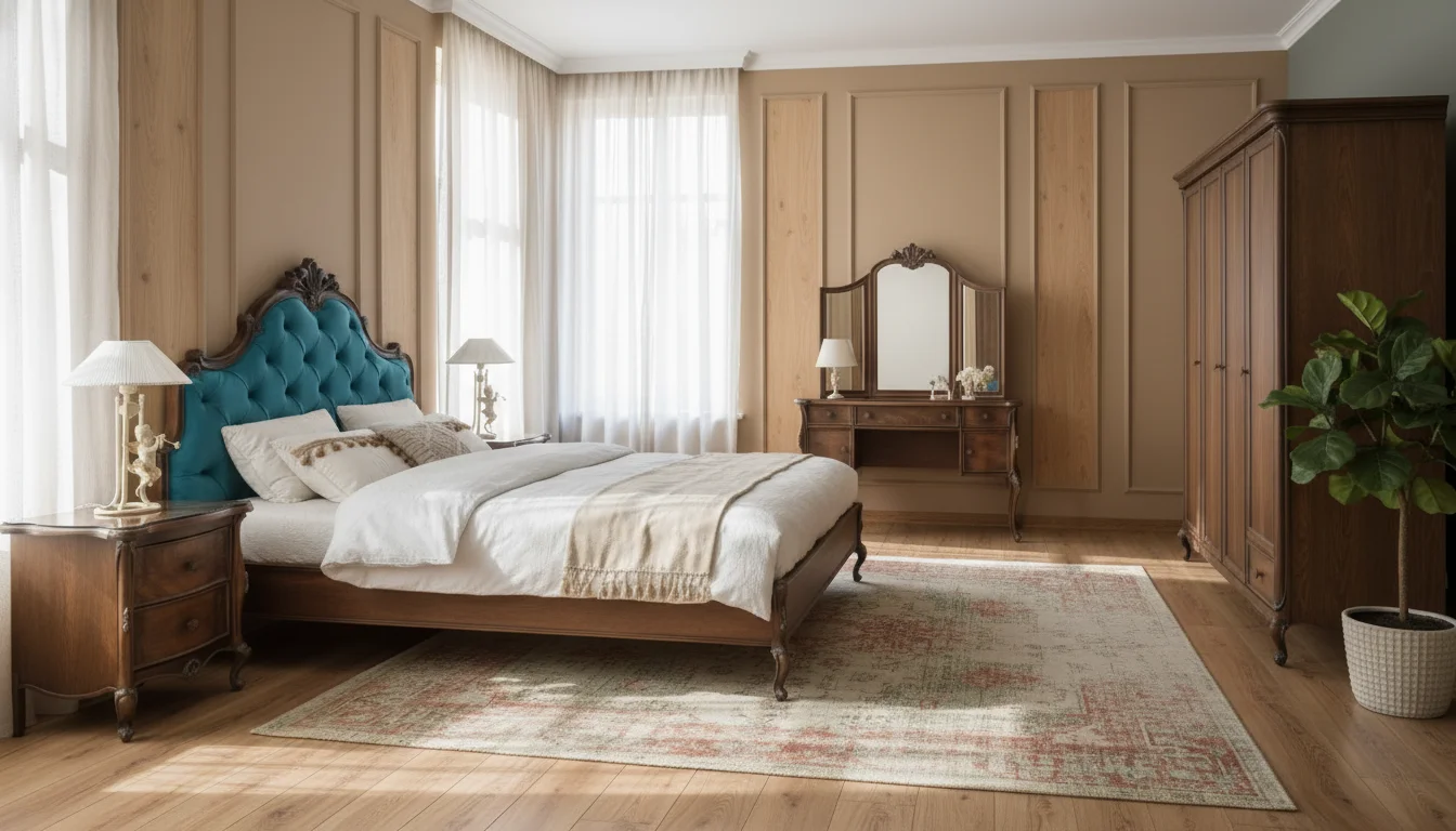 تخت خواب دو نفره چوبی کلاسیک