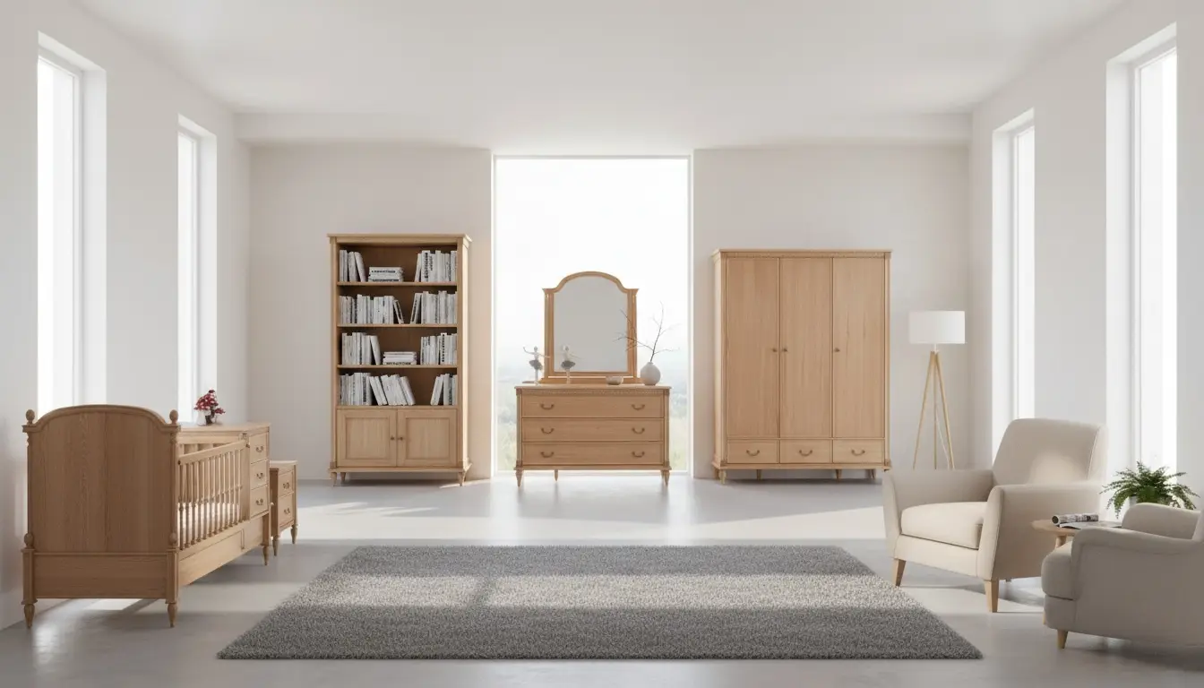 دراور و آیینه رومیزی سرویس خواب بلوط