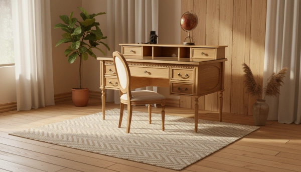 میز تحریر چوبی کلاسیک بلوط با کابین