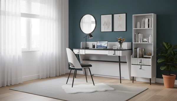 میز تحریر دخترانه مدرن بلک اند وایت