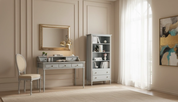 میز تحریر چوبی کلاسیک الیزابت بدون کابین