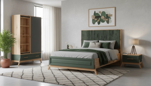 سرویس خواب تک نفره مدرن پارلا سبز