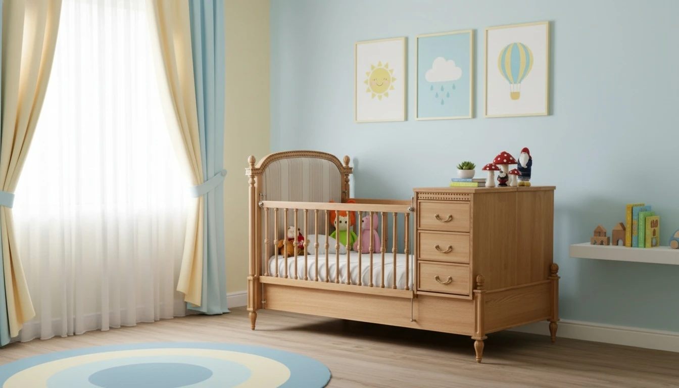 تخت نوزادی دومنظوره بلوط ژیک