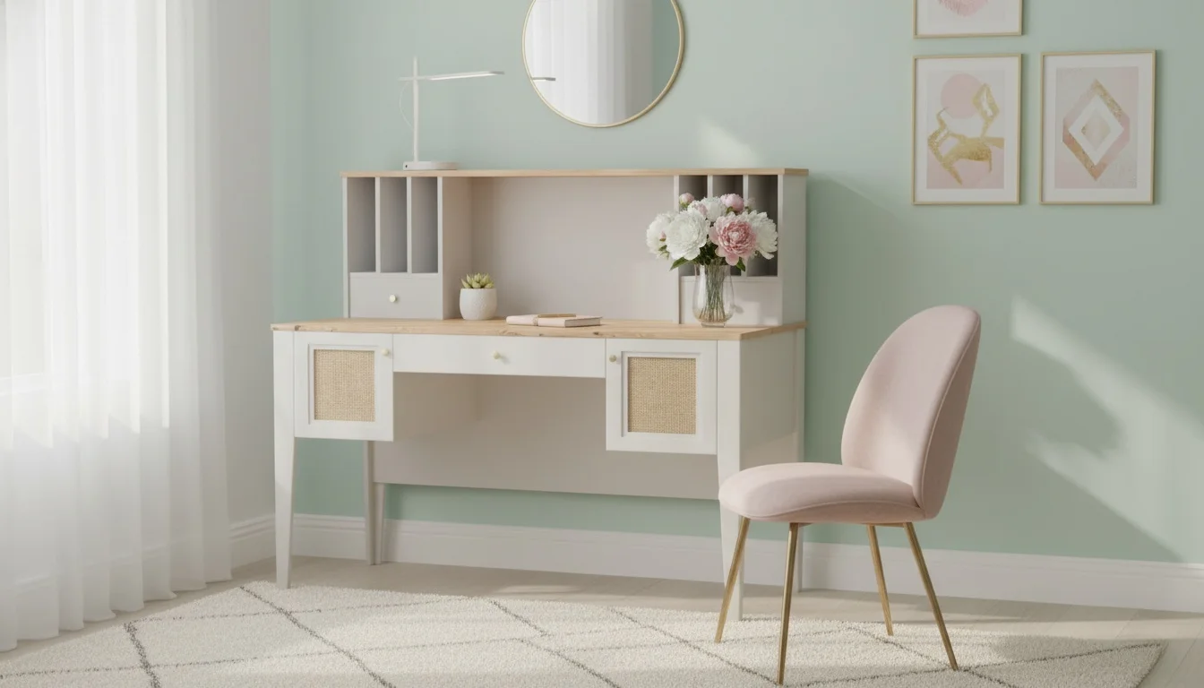 میز تحریر دخترانه مدرن برای اتاق کوچک