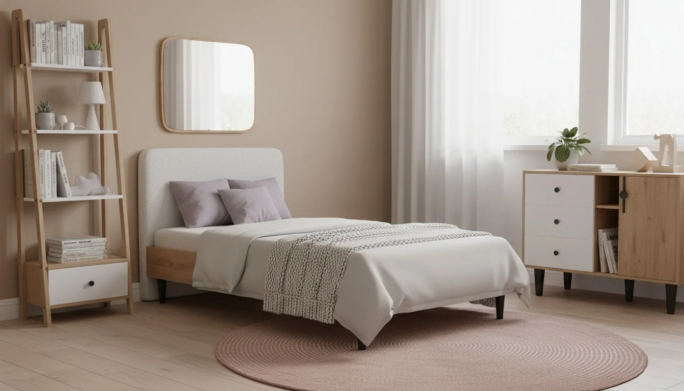 طراحی مدرن و مینیمال تخت خواب دخترانه ساده