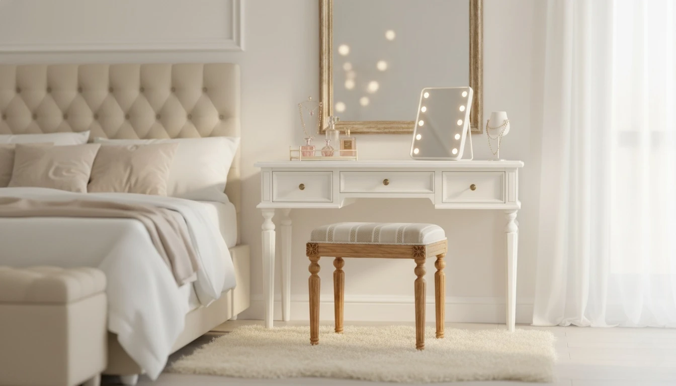 صندلی میز آرایش چوبی